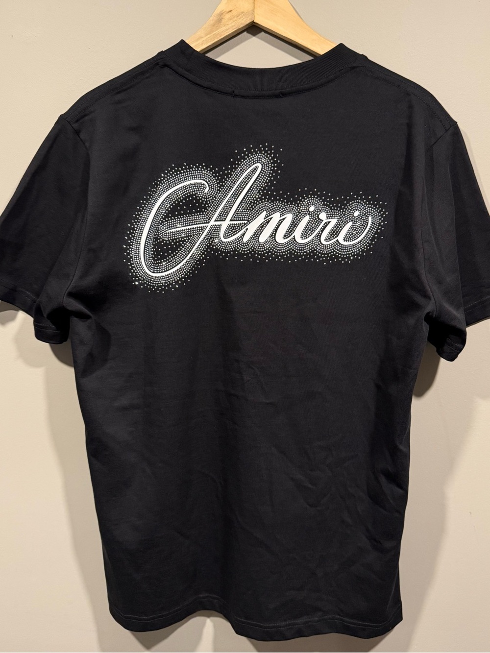 AMIRI Black Crystal logo T-Shirt with White Script